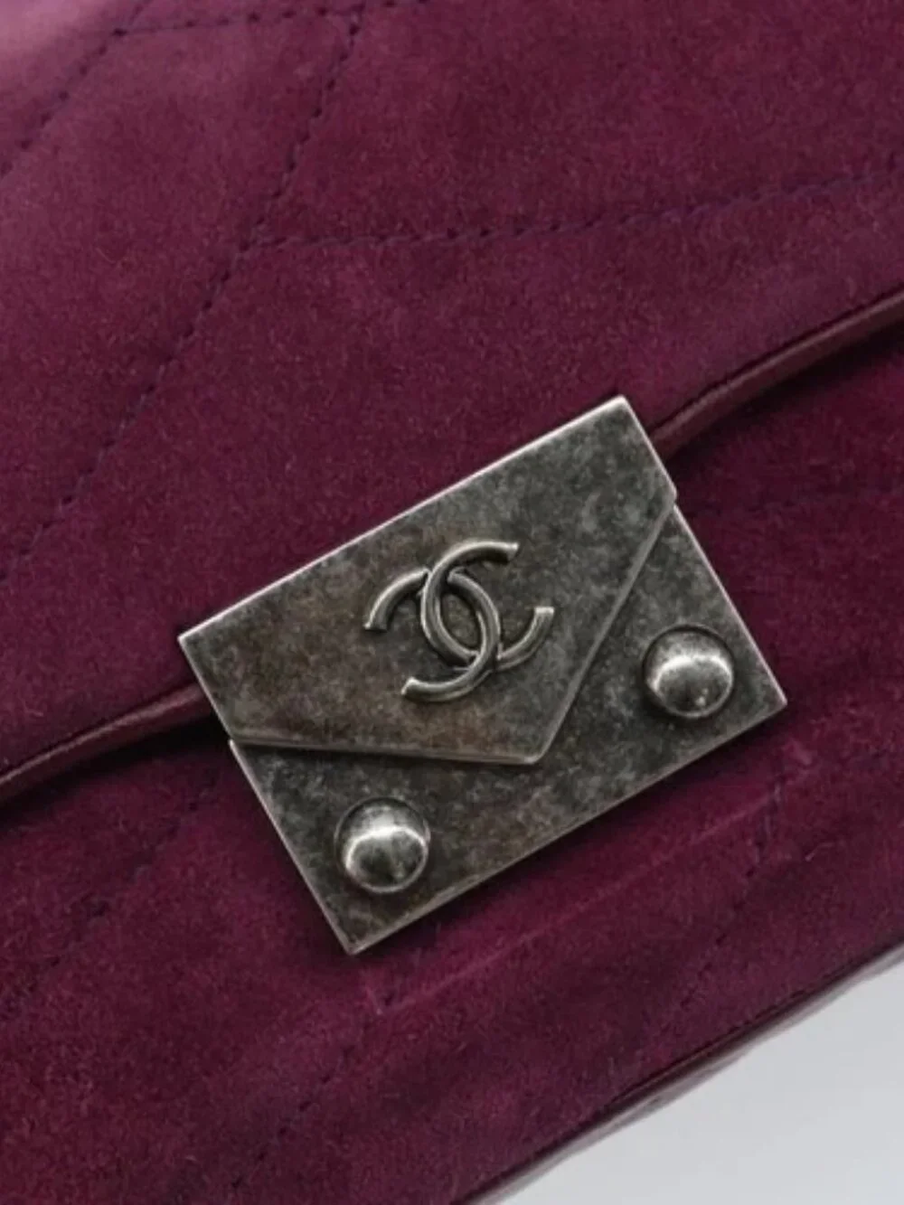CHANEL Chain Shoulder Bag Suede Purple CC Auth